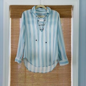 Rails blouse, rope laced neck line